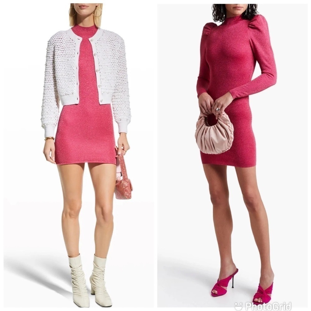 Alice and Olivia Issa Turtleneck Puff Sleeve Dress - Picture 2 of 5